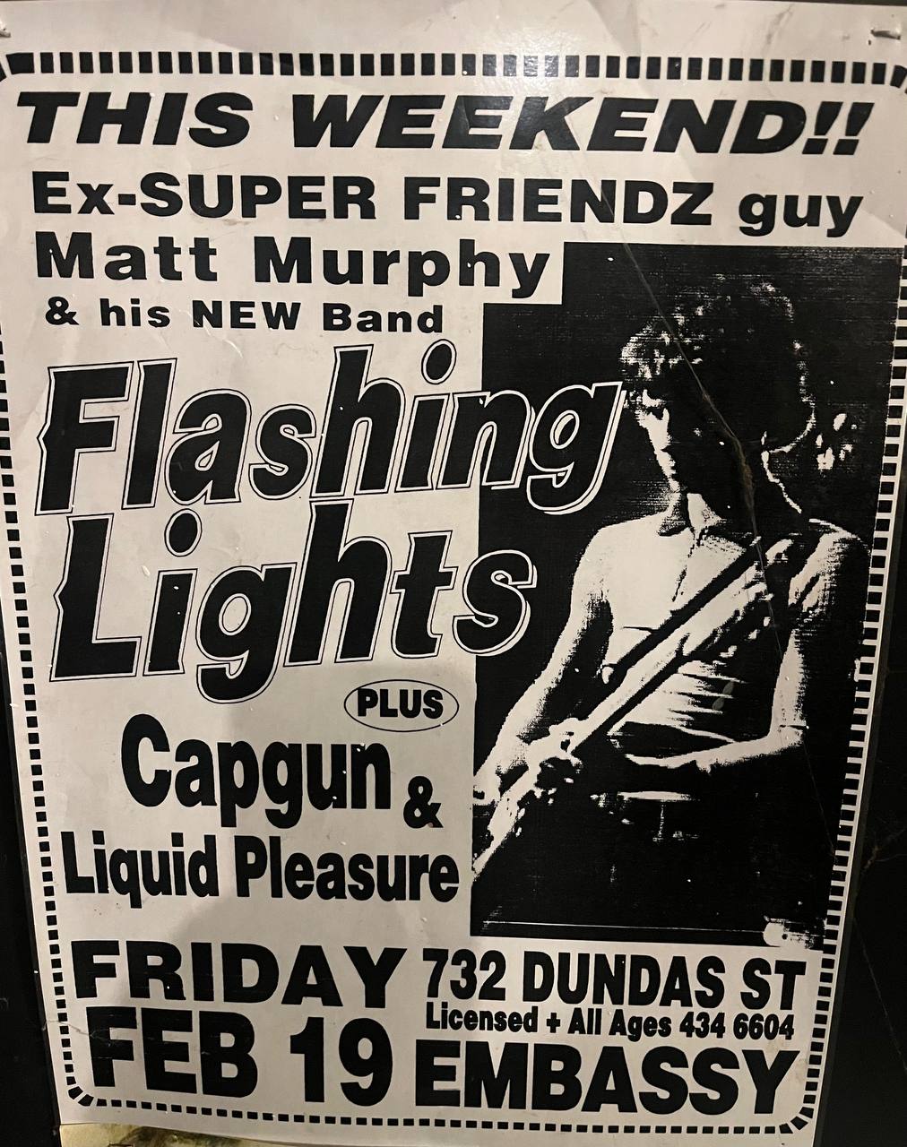 Capgun gig poster — The Embassy, London ON, with Flashing Lights
